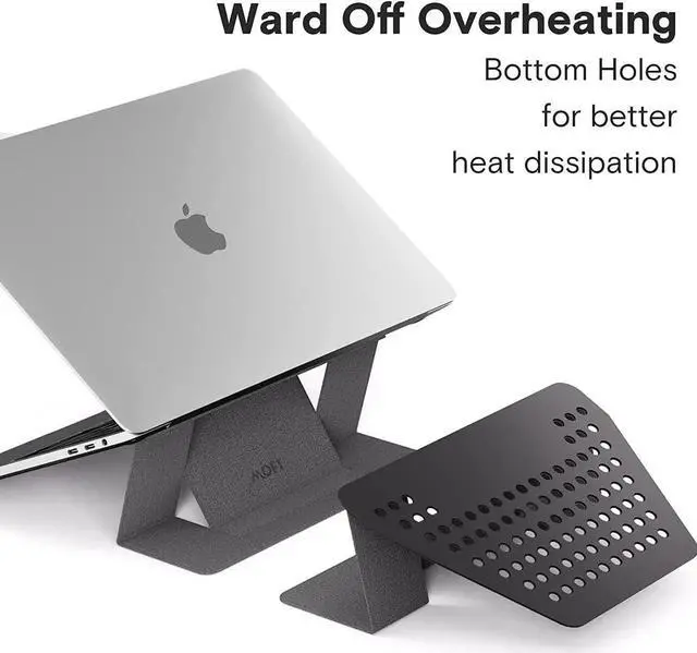 Alt view image 5 of 7 - MOFT Invisible Laptop Stand for Laptops Without Bottom Vents, Lightweight Adhesive 2-Height Repositionable Residue-Free Laptop Desk Stand (Jean Grey)