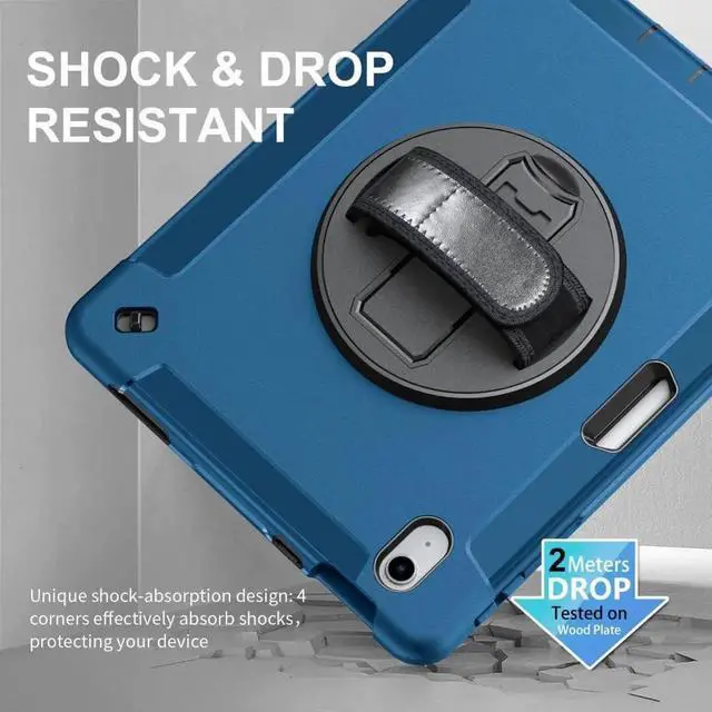 Alt view image 5 of 7 - JAENFONG Case for iPad 10th Generation 2022: Military Grade Heavy Duty Shockproof Cover for iPad 10th Gen 10.9 Inch with Stand - Hand/Shoulder Strap-Pencil Holder, Blue