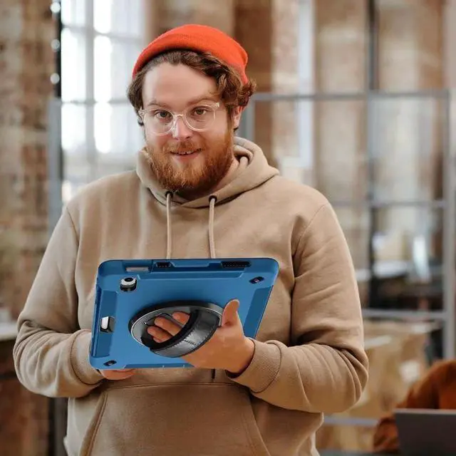 Alt view image 7 of 7 - JAENFONG Case for iPad 10th Generation 2022: Military Grade Heavy Duty Shockproof Cover for iPad 10th Gen 10.9 Inch with Stand - Hand/Shoulder Strap-Pencil Holder, Blue