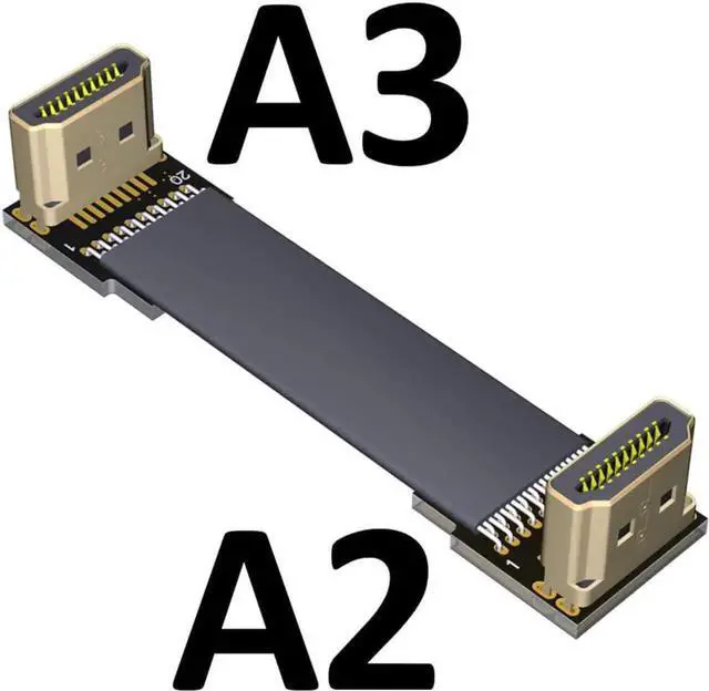 Alt view image 2 of 3 - ADT-LINK Flat Slim Angled Standard HDMI 2.0 Male/Female to HDMI 2.0 Male/Female 20 pin FFC FPC Flat Ribbon Elbow Cable 2K/144hz 4K/60Hz for HDTV AV Aerial Photography A1 (2m,A2-A3)