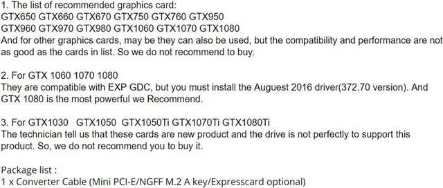 Alt view image 6 of 6 - PCIE EXP GDC External Laptop Video Card Dock Graphics Card Laptop Docking Station for Beast Mini PCI-E/NGFF M.2 / Expresscard (Only NGFF M.2 A-Key Cable)