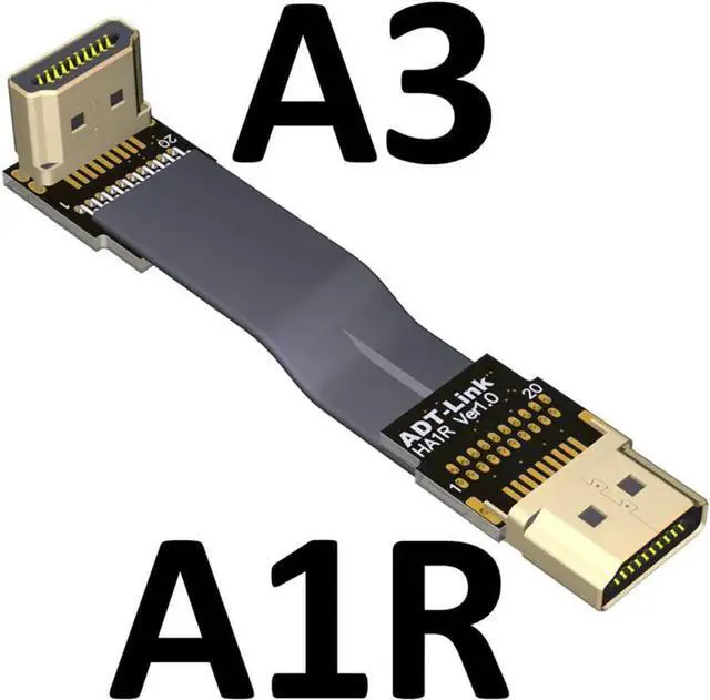 Alt view image 2 of 3 - ADT-LINK Flat Slim Angled Standard HDMI 2.0 Male/Female to HDMI 2.0 Male/Female 20 pin FFC FPC Flat Ribbon Elbow Cable 2K/144hz 4K/60Hz for HDTV AV Aerial Photography A1 (1.5m,A1R-A3)