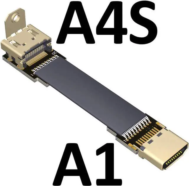 Alt view image 2 of 3 - ADT-LINK Flat Slim Angled Standard HDMI 2.0 Male/Female to HDMI 2.0 Male/Female 20 pin FFC FPC Flat Ribbon Elbow Cable 2K/144hz 4K/60Hz for HDTV AV Aerial Photography A1 (1.5m,A1-A4S)