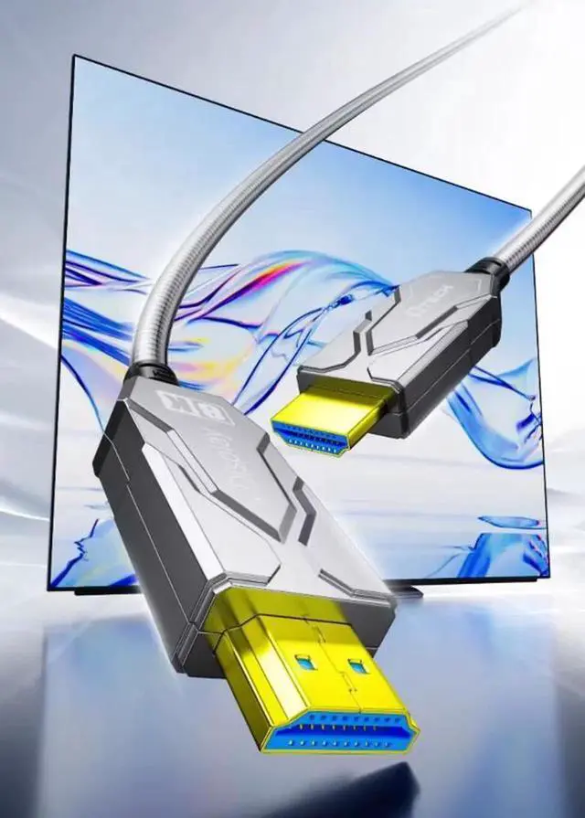 Alt view image 2 of 6 - Fiber Optic HDMI 2.1 Cable 50 FT, in Wall - 48Gbps Outdoor Armoured HDMI 2.1 Cable 8K@60Hz,4K@120Hz Dynamic HDR, eARC for RTX 3080/3090 Xbox Series X PS5 Denon AV Receiver L-G Sam-sung S-ony TV