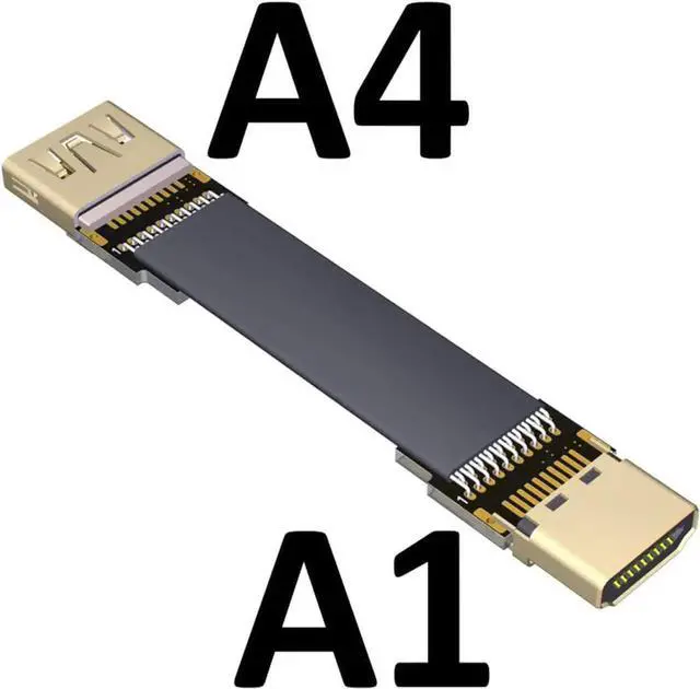 Alt view image 2 of 3 - ADT-LINK Flat Slim Angled Standard HDMI 2.0 Male/Female to HDMI 2.0 Male/Female 20 pin FFC FPC Flat Ribbon Elbow Cable 2K/144hz 4K/60Hz for HDTV AV Aerial Photography A1 (1.8m,A1-A4)