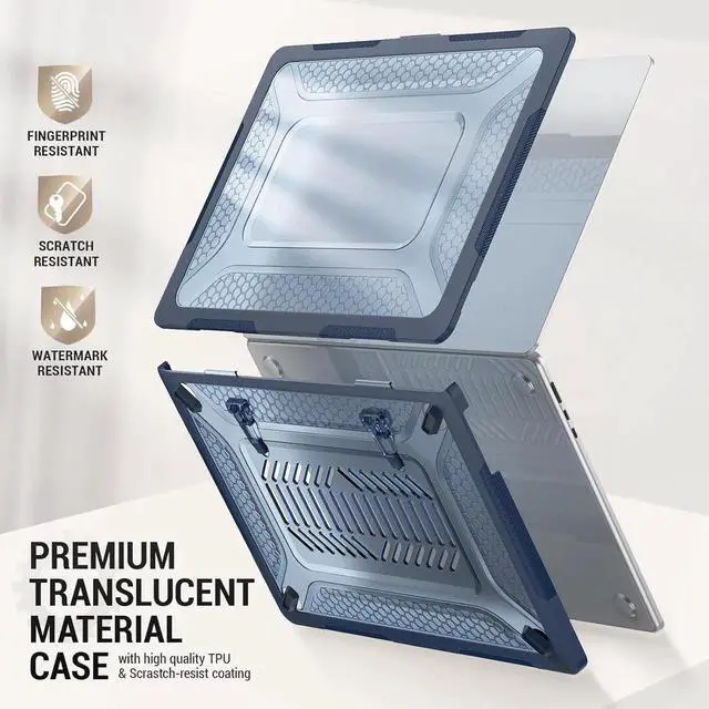 Alt view image 5 of 5 - JAENFONG MBook Air 15 inch Case 2023 Release A2941 M2 Chip, Shock-Absorbing Protection Case with Folding Stand &Mouse Pad/Bag for MBook Air 15\u201d A2941 M2 Chip (Blue)