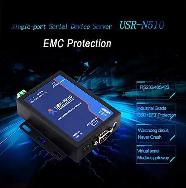 Alt view image 4 of 6 - USR-N510 RS232 RS485 RS422 10/100Mbps Industrial Serial Ethernet Converter High-Level Serial Port Protection Serial Server Device Supports Watchdog Modbus RTU to Modbus TCP