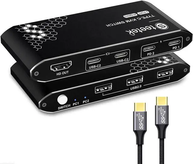 Main image of Steetek 2 Monitors 2 Computers KVM Switch HDMI, 4K@30Hz Dual Monitor KVM Switch with 4 USB Ports, Support Hotkey Switch & Button Switch, HDMI 1.4, HDCP 1.4 Visit The Steetek Store