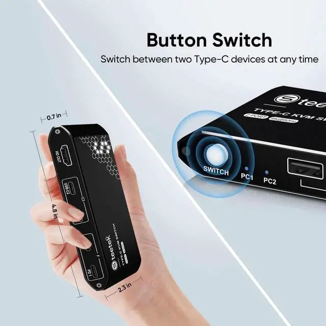 Alt view image 6 of 7 - Steetek 2 Monitors 2 Computers KVM Switch HDMI, 4K@30Hz Dual Monitor KVM Switch with 4 USB Ports, Support Hotkey Switch & Button Switch, HDMI 1.4, HDCP 1.4 Visit The Steetek Store