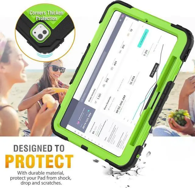 Alt view image 4 of 6 - JAENFONG Case for iPad Pro 11 inch 2024 (M4), Shockproof Design with Pencil Holder/Screen Protector/Rotating Hand Strap Stand, Protective Cover for iPad Pro11 5th Gen (A2836, A2837, A3006) - Green