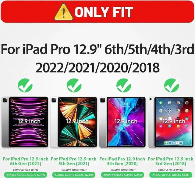 Alt view image 6 of 6 - JAENFONG Case for iPad Pro 12.9 inch (Pro12.9 6th 5th 4th 3rd), Shockproof Design with Pencil Holder/Screen Protector/Hand Strap, Protective for iPad 12.9 Pro Case 2022/2021/2020/2018 - Orange