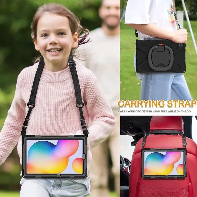 Alt view image 2 of 5 - Galaxy Tab S6 Lite Case 2020,Heavy Duty Rugged Silicone Case with Hand Grip, Shoulder Strap, Kickstand, S Pen Holder for Samsung Tab S6 Lite 10.4 Inch Tablet SM-P610 SM-P615 2020 Model-Black