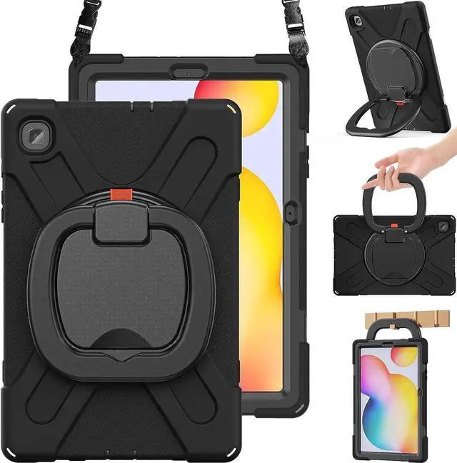 Main image of Galaxy Tab S6 Lite Case 2020,Heavy Duty Rugged Silicone Case with Hand Grip, Shoulder Strap, Kickstand, S Pen Holder for Samsung Tab S6 Lite 10.4 Inch Tablet SM-P610 SM-P615 2020 Model-Black