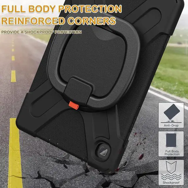 Alt view image 4 of 5 - Galaxy Tab S6 Lite Case 2020,Heavy Duty Rugged Silicone Case with Hand Grip, Shoulder Strap, Kickstand, S Pen Holder for Samsung Tab S6 Lite 10.4 Inch Tablet SM-P610 SM-P615 2020 Model-Black