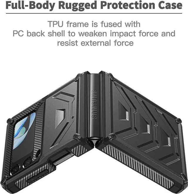 Alt view image 3 of 5 - Case for Samsung Galaxy Z Fold 4 (2022), Hinge Protection Military Grade Shockproof Armor Case with Built-in 360° Rotating Ring Kickstand and Built-in S Pen Slot for Galaxy Z Fold4 5G, Black
