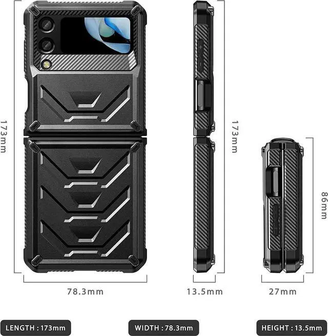 Alt view image 4 of 5 - Case for Samsung Galaxy Z Fold 4 (2022), Hinge Protection Military Grade Shockproof Armor Case with Built-in 360° Rotating Ring Kickstand and Built-in S Pen Slot for Galaxy Z Fold4 5G, Black