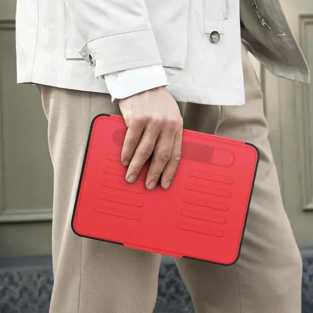 Alt view image 6 of 7 - JAENFONG Strong Magnetic Case for iPad 10th Generation 10.9 inch, Protective Cover with Auto Wake/Sleep, Multi-Angle Stand, Pencil Holder, Card Slots for iPad 10th Gen Case (Red)