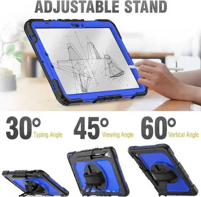 Alt view image 2 of 5 - JAENFONG Protective for Galaxy Tab S9 / S9 FE 5G Case with Hand Strap/Screen Protector/Pen Holder, Heavy Duty Shockproof Galaxy S9 FE Tablet Case 10.9 / 11, Blue