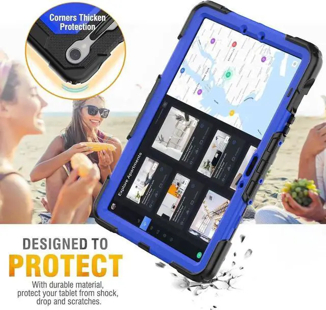 Alt view image 4 of 5 - JAENFONG Protective for Galaxy Tab S9 / S9 FE 5G Case with Hand Strap/Screen Protector/Pen Holder, Heavy Duty Shockproof Galaxy S9 FE Tablet Case 10.9 / 11, Blue