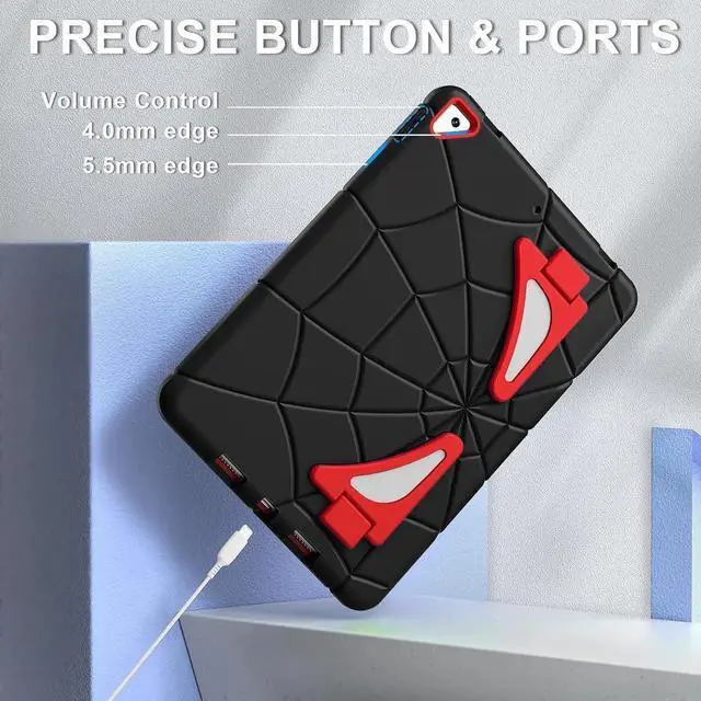 Alt view image 5 of 7 - JAENFONG Pad 9th Generation Case for Kids Pad 8th 7th Generation Case Pad 10.2 case with Sturdy Kickstands, Heavy Duty Shockproof Case for Kids Children Boys(Black+Blue)