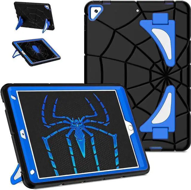 Alt view image 7 of 7 - JAENFONG Pad 9th Generation Case for Kids Pad 8th 7th Generation Case Pad 10.2 case with Sturdy Kickstands, Heavy Duty Shockproof Case for Kids Children Boys(Black+Blue)