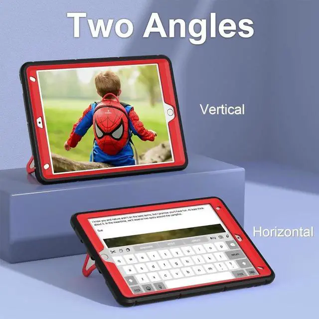 Alt view image 6 of 7 - JAENFONG Pad 9th Generation Case for Kids Pad 8th 7th Generation Case Pad 10.2 case with Sturdy Kickstands, Heavy Duty Shockproof Case for Kids Children Boys(Black+Blue)