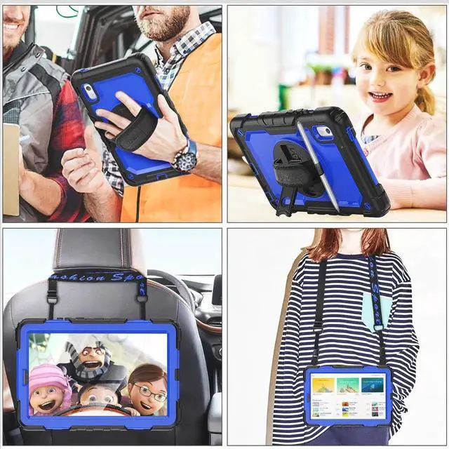 Alt view image 3 of 4 - JAENFONG Tab M10 Plus 3rd Gen (TB-125F/128F) 10.6" Case with Screen Protector, Drop-Proof Protection Case with 360° Rotating Stand &Strap [Pen Holder] for Tab, Black