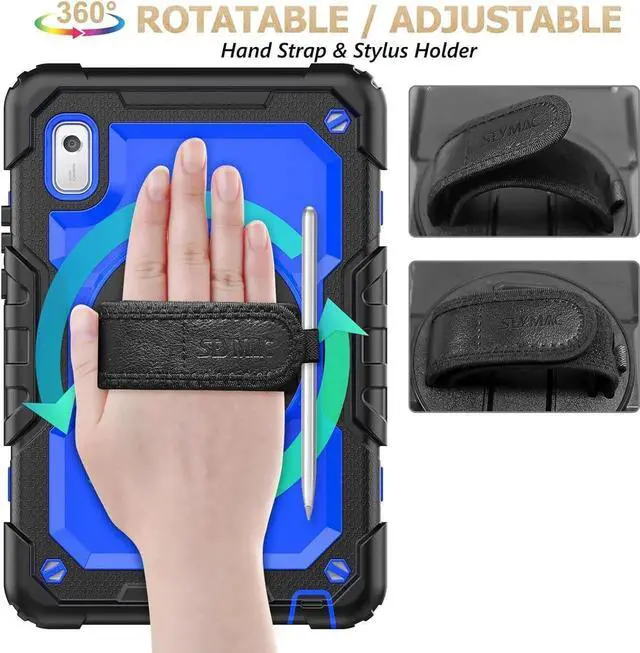 Alt view image 2 of 4 - JAENFONG Tab M10 Plus 3rd Gen (TB-125F/128F) 10.6" Case with Screen Protector, Drop-Proof Protection Case with 360° Rotating Stand &Strap [Pen Holder] for Tab, Black