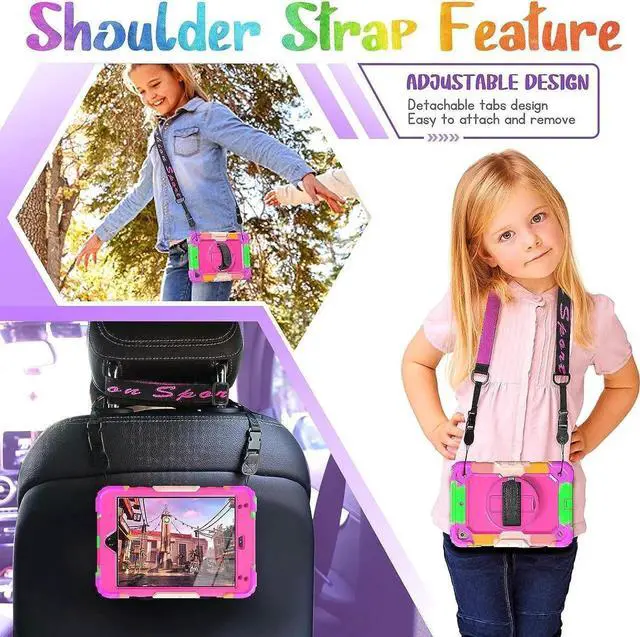 Alt view image 6 of 7 - JAENFONG Case for iPad Pro 11 4th/ 3rd/ 2nd/ 1st Generation 2022/2021/2020/2018, Heavy Duty Shockproof Protective Case with Screen Protector, Rotating Stand, Hand/Shoulder Strap, Sky Blue