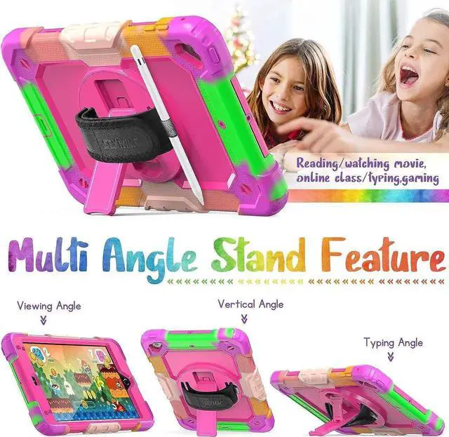 Alt view image 2 of 7 - JAENFONG Case for iPad Pro 11 4th/ 3rd/ 2nd/ 1st Generation 2022/2021/2020/2018, Heavy Duty Shockproof Protective Case with Screen Protector, Rotating Stand, Hand/Shoulder Strap, Sky Blue