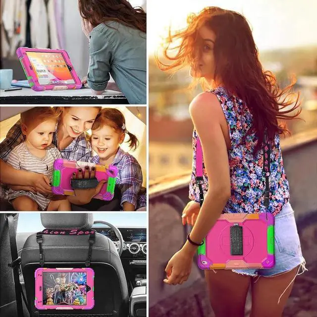 Alt view image 7 of 7 - JAENFONG Case for iPad Pro 11 4th/ 3rd/ 2nd/ 1st Generation 2022/2021/2020/2018, Heavy Duty Shockproof Protective Case with Screen Protector, Rotating Stand, Hand/Shoulder Strap, Sky Blue