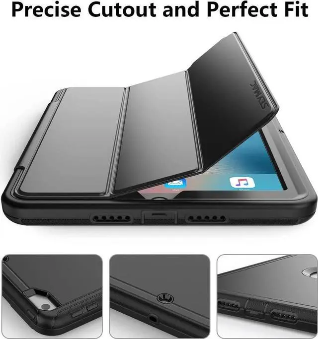 Alt view image 6 of 7 - JAENFONG iPad 6th/5th Generation Case, Durable Sturdy Heavy Duty Shockproof Protection Folio Stand Case with Smart Cover Auto Sleep/Wake for iPad 9.7 inch Case, Black