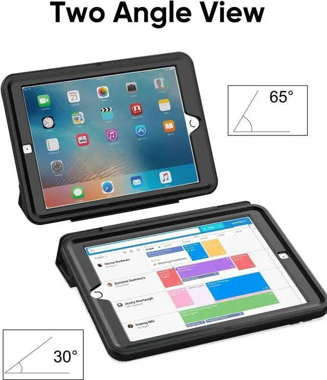 Alt view image 5 of 7 - JAENFONG iPad 6th/5th Generation Case, Durable Sturdy Heavy Duty Shockproof Protection Folio Stand Case with Smart Cover Auto Sleep/Wake for iPad 9.7 inch Case, Black