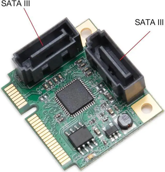 Alt view image 4 of 7 - JAENFONG Mini PCIe to SATA III 2 Ports Raid Adapter Card ASMedia 1061R for Ipfs Mining and Adding SATA 3.0 Devices