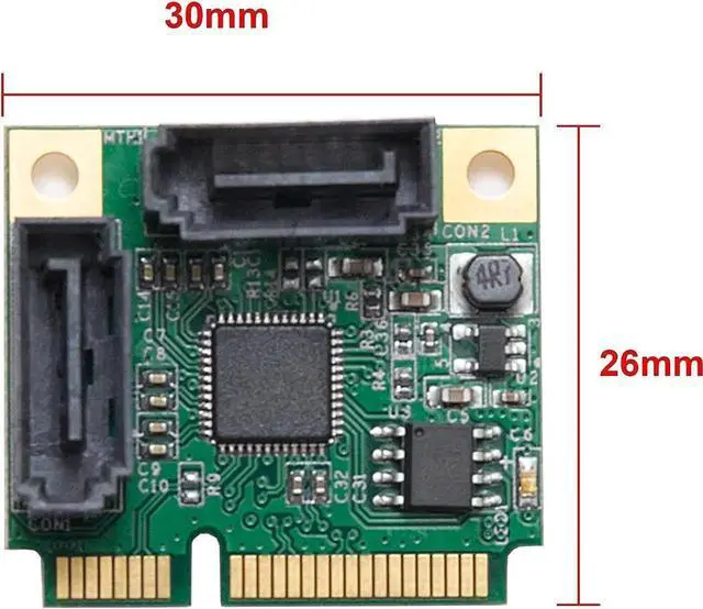 Alt view image 2 of 7 - JAENFONG Mini PCIe to SATA III 2 Ports Raid Adapter Card ASMedia 1061R for Ipfs Mining and Adding SATA 3.0 Devices