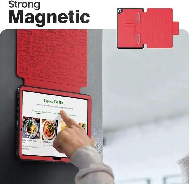 Alt view image 6 of 7 - JAENFONG for Galaxy Tab A9+ Plus Case 11 inch with Strong Magnetic, Protective Cover with Multi-Angle Stand, Upgrade PU Leather for A9+ Plus Tablet Case SM-X210 X216 X218, Red