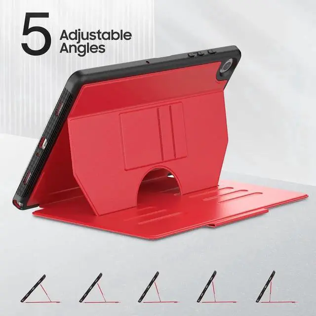 Alt view image 4 of 7 - JAENFONG for Galaxy Tab A9+ Plus Case 11 inch with Strong Magnetic, Protective Cover with Multi-Angle Stand, Upgrade PU Leather for A9+ Plus Tablet Case SM-X210 X216 X218, Red