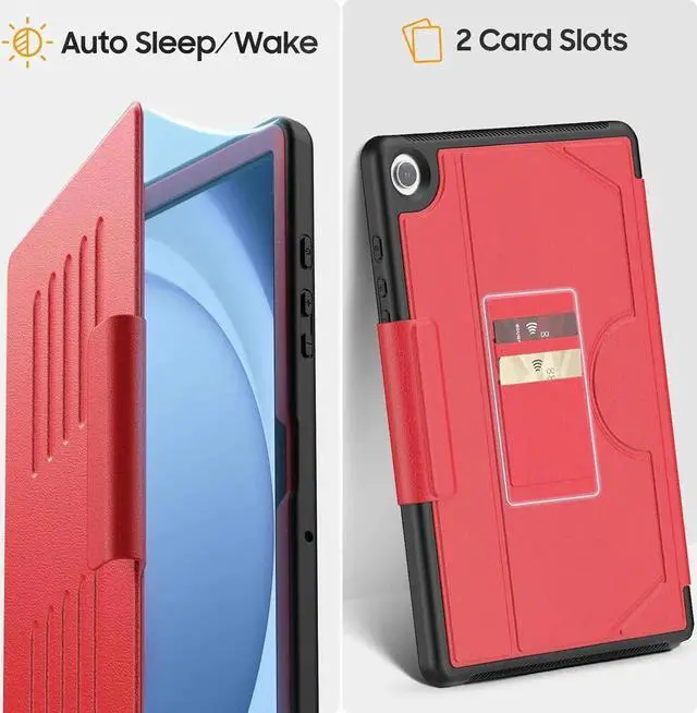 Alt view image 2 of 7 - JAENFONG for Galaxy Tab A9+ Plus Case 11 inch with Strong Magnetic, Protective Cover with Multi-Angle Stand, Upgrade PU Leather for A9+ Plus Tablet Case SM-X210 X216 X218, Red