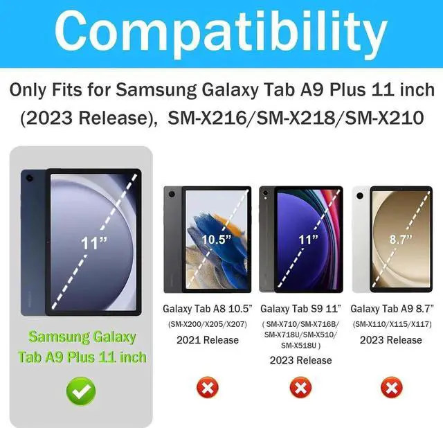 Alt view image 4 of 7 - JAENFONG Galaxy Tab A9 Plus Case Galaxy Tab A9 Plus 11 Case Kids 2023 Tablet Cases with Screen Protector Stand Thickned Cornor Impact Protection Tab A9+ Case 11 Inch, Blue Red