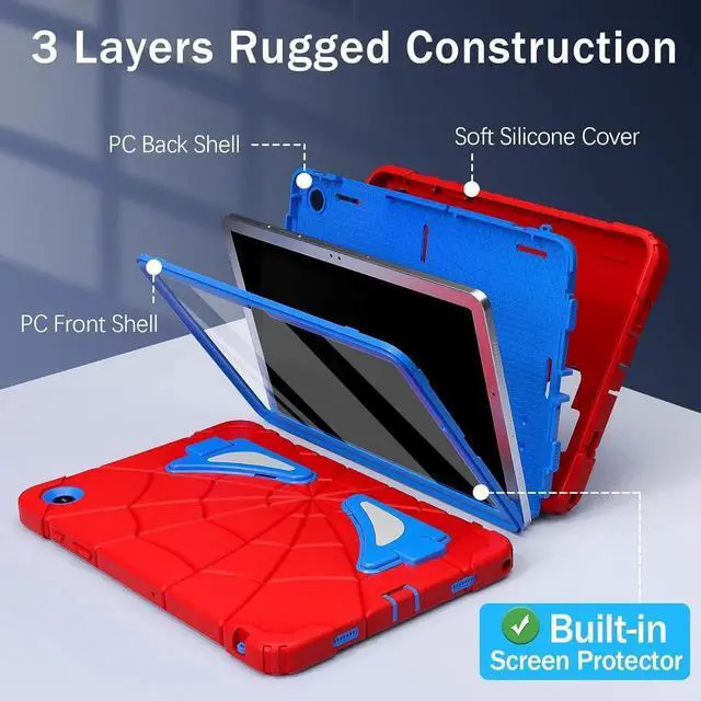 Alt view image 7 of 7 - JAENFONG Galaxy Tab A9 Plus Case Galaxy Tab A9 Plus 11 Case Kids 2023 Tablet Cases with Screen Protector Stand Thickned Cornor Impact Protection Tab A9+ Case 11 Inch, Blue Red