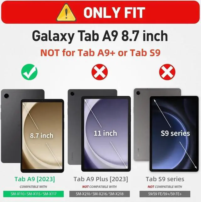 Alt view image 5 of 7 - JAENFONG Case for Galaxy Tab A9 Case 8.7 Inch, Full Body Protective with Screen Protector/Hand Strap/Pen Holder, Sturdy Shockproof A9 Tablet Case 2023 SM-X110/X115/X117 - Pink