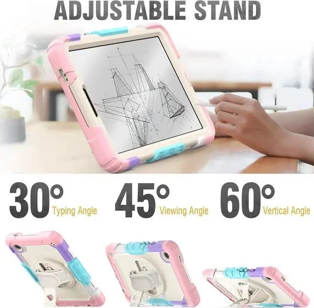 Alt view image 3 of 7 - JAENFONG Case for Galaxy Tab A9 Case 8.7 Inch, Full Body Protective with Screen Protector/Hand Strap/Pen Holder, Sturdy Shockproof A9 Tablet Case 2023 SM-X110/X115/X117 - Pink