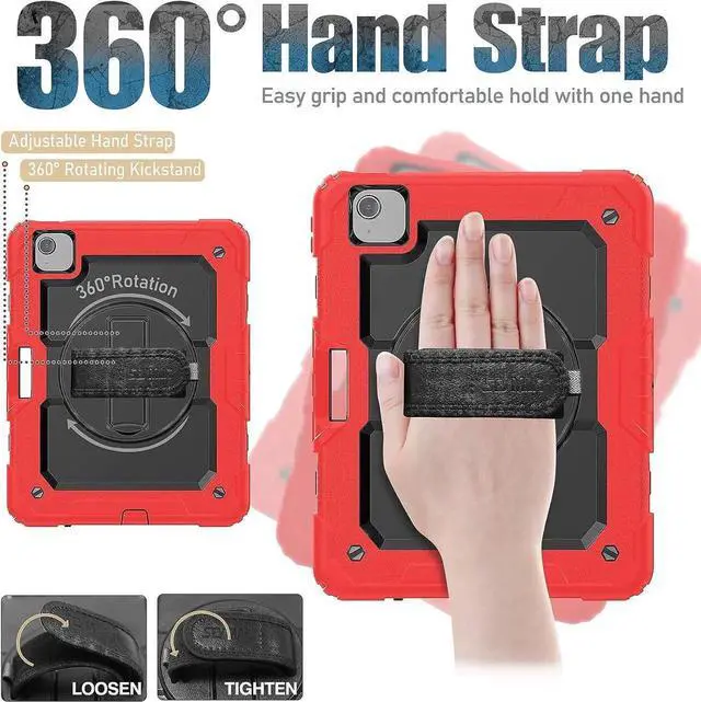 Alt view image 7 of 7 - JAENFONG iPad Air Case 4th Generation, iPad Air 10.9 Case 2020, Heavy Duty Protection Shockproof Sturdy Stand Case with Hand Strap Screen Protector for iPad Air 4 /iPad Pro 11 2020/2018