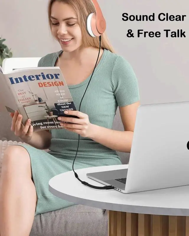 Alt view image 6 of 7 - Headphone Mic Splitter for PC Braided 3.5mm Female to 2 Dual Male Audio Adapter 2-in-1 Y Separator Aux Dongle Converters Cable Cord Compatible with Headset Microphone Gaming Computer Speaker Laptop