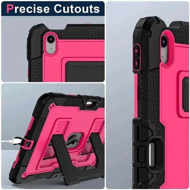 Alt view image 3 of 7 - Case for iPad Air 11 inch (2025 M3 / 2024 M2), Shockproof Design with Pencil Holder/Screen Protector, Protective Cover for iPad Air 4th/5th/6th/7th Generation - Black Black/Red