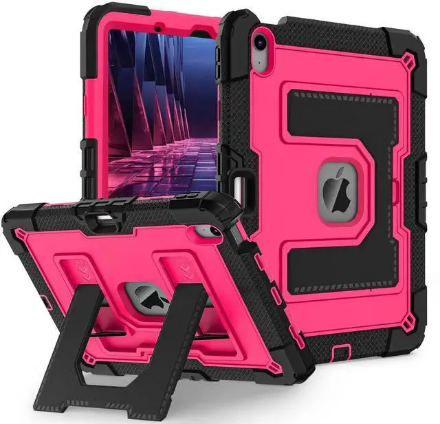 Alt view image 2 of 7 - Case for iPad Air 11 inch (2025 M3 / 2024 M2), Shockproof Design with Pencil Holder/Screen Protector, Protective Cover for iPad Air 4th/5th/6th/7th Generation - Black Black/Red