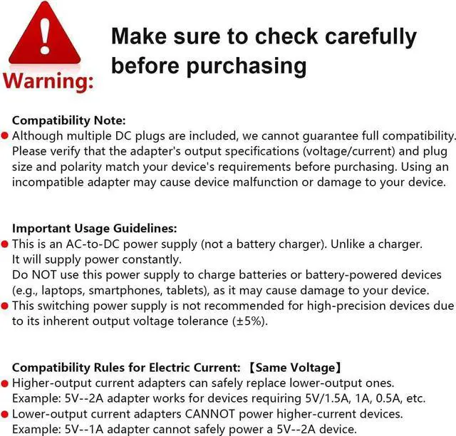 Alt view image 6 of 7 - 5V 2A 1A 0.8A 0.5A Power Supply Adapter 10W Universal AC/DC Adapter 100-240V AC to DC 5V Power Cord Converter with 9 Interchangeable Jacks Plug for USB Hub TV Box Router Camera etc (1 Pack)