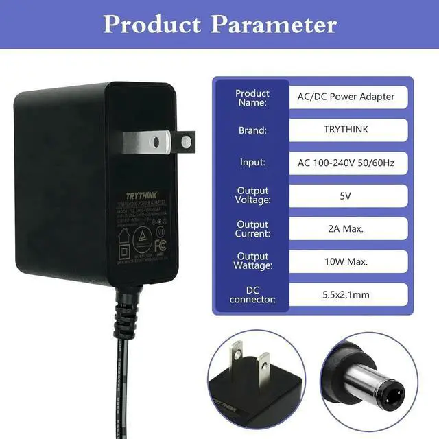 Alt view image 2 of 7 - 5V 2A 1A 0.8A 0.5A Power Supply Adapter 10W Universal AC/DC Adapter 100-240V AC to DC 5V Power Cord Converter with 9 Interchangeable Jacks Plug for USB Hub TV Box Router Camera etc (1 Pack)