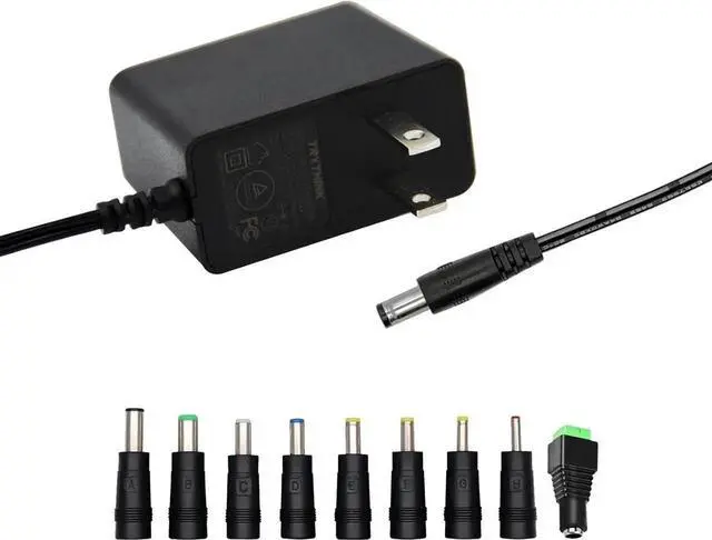 Main image of 5V 2A 1A 0.8A 0.5A Power Supply Adapter 10W Universal AC/DC Adapter 100-240V AC to DC 5V Power Cord Converter with 9 Interchangeable Jacks Plug for USB Hub TV Box Router Camera etc (1 Pack)