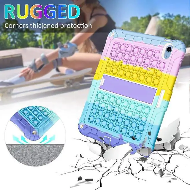 Alt view image 2 of 7 - JAENFONG New iPad 10th Generation 10.9 inch 2022 Case for Kids, Shockproof Rugged Protective with Pencil Holder Kickstand & Shoulder Strap for iPad 10.9 Inch 2022 Release Kids Children (Purple)